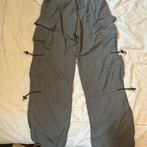 Women Gray Cargo Parachute Pants from Garage